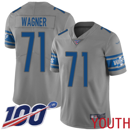 Detroit Lions Limited Gray Youth Ricky Wagner Jersey NFL Football #71 100th Season Inverted Legend->youth nfl jersey->Youth Jersey